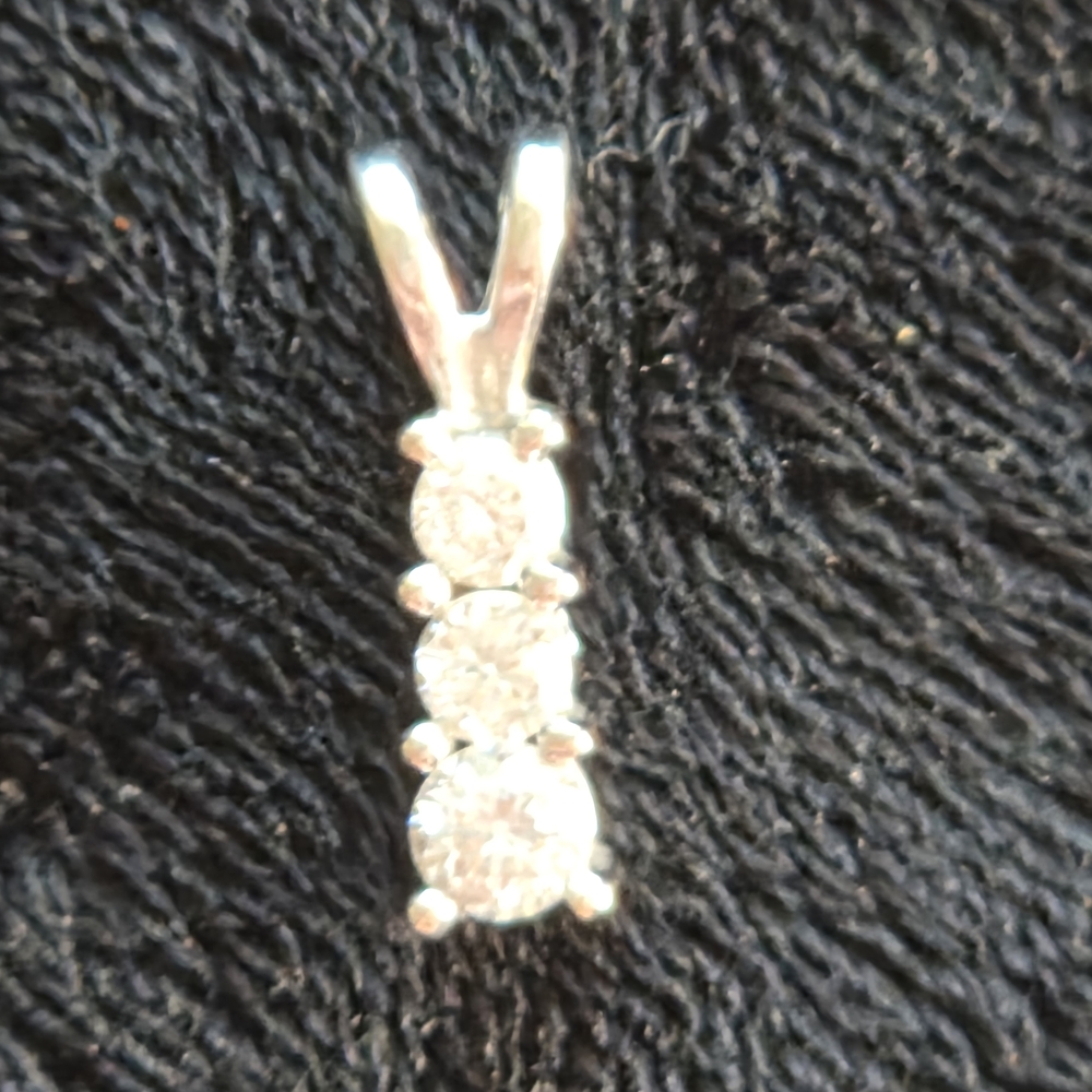 Triple Diamond (Real Not Lab Grown) Vintage Necklace Pendant